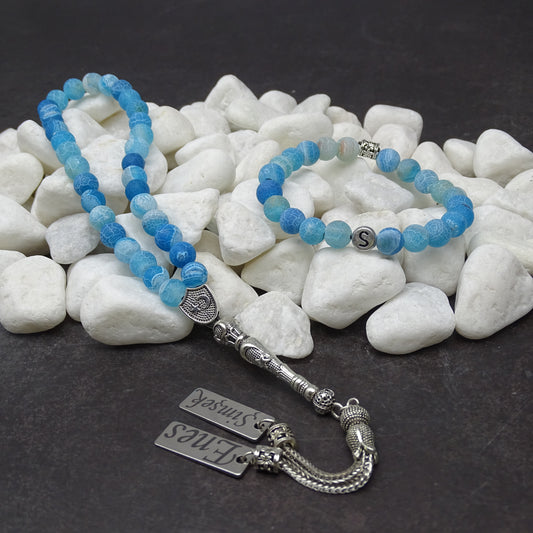 Tesbih / Gebetskette mit Namen Gravur und Armband mir Name aus Naturstein