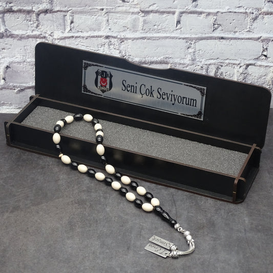 Kehribar Tesbih / Sikma Tesbih Kutulu İsim Yazılı