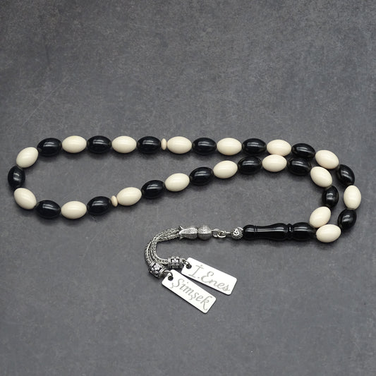 Kehribar Tesbih / Sikma Gebetskette Namen Gravur mit Box