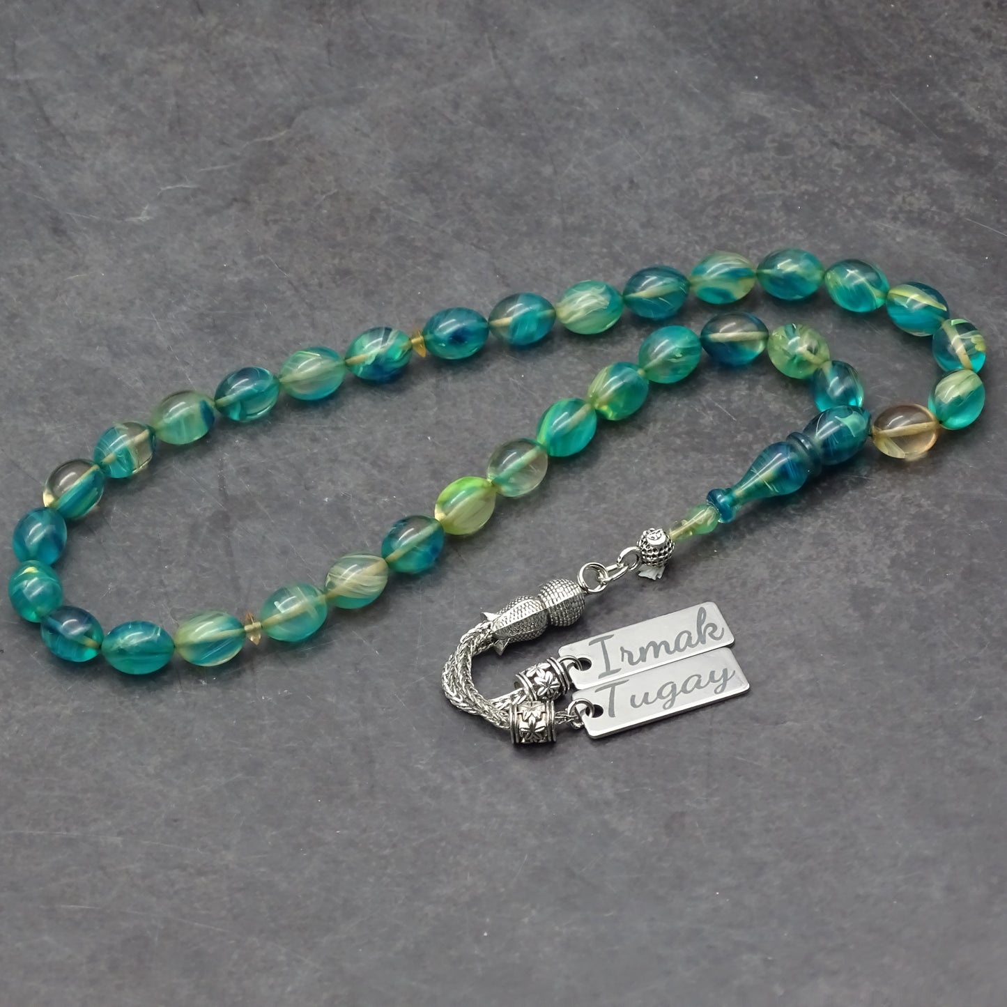 Kehribar Tesbih / Sikma Gebetskette Namen Gravur mit Box