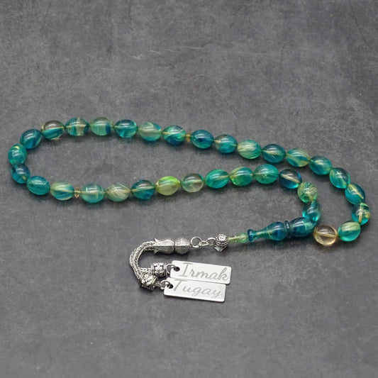 Kehribar Tesbih / Sikma Tesbih Kutulu İsim Yazılı