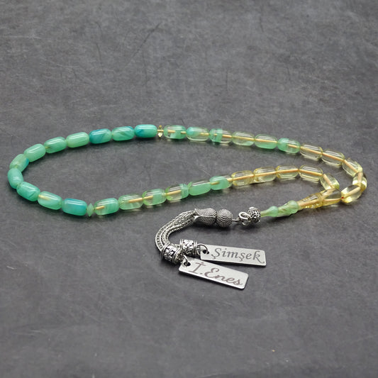 Kehribar Tesbih / Sikma Tesbih Kutulu İsim Yazılı