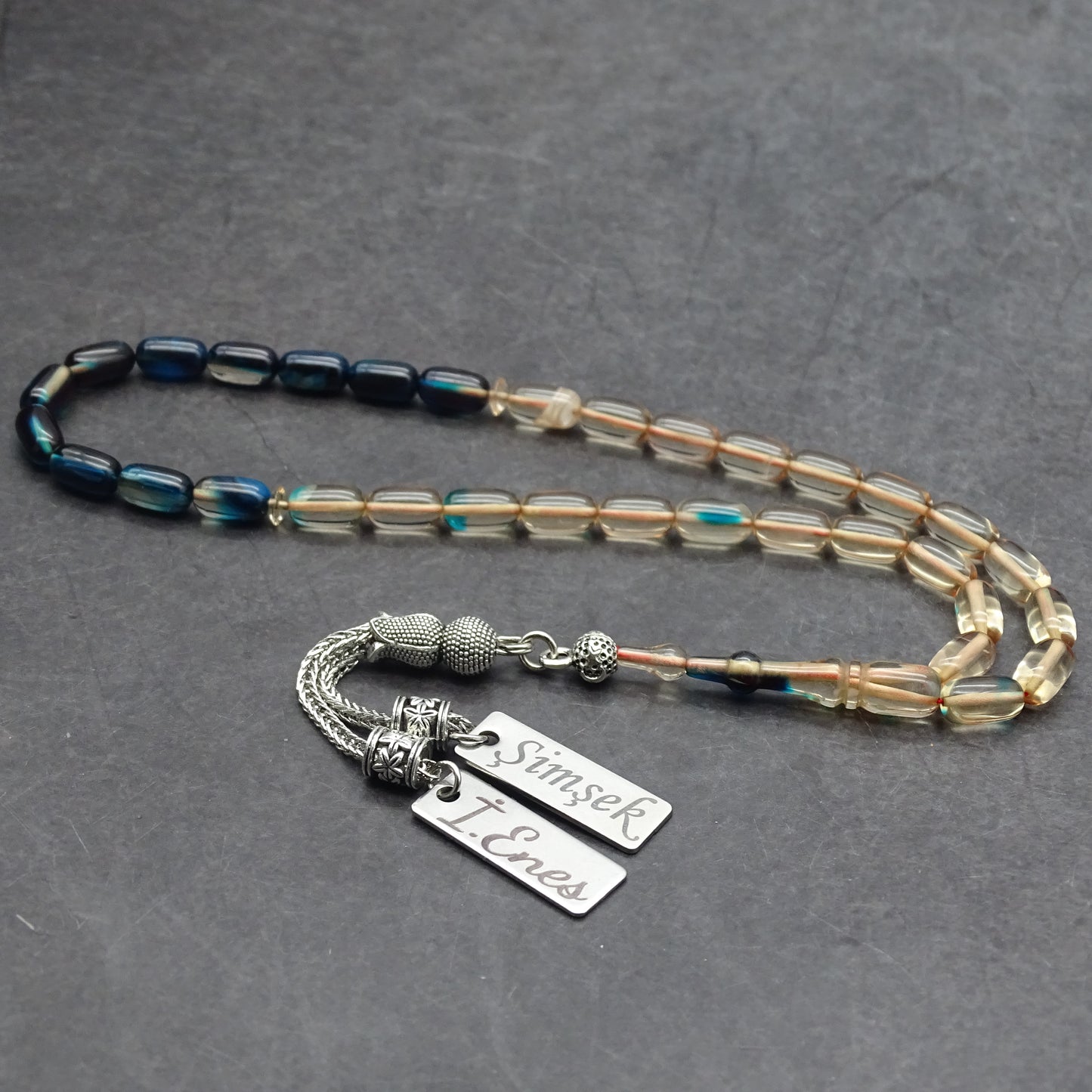 Kehribar Tesbih / Sikma Tesbih Kutulu İsim Yazılı