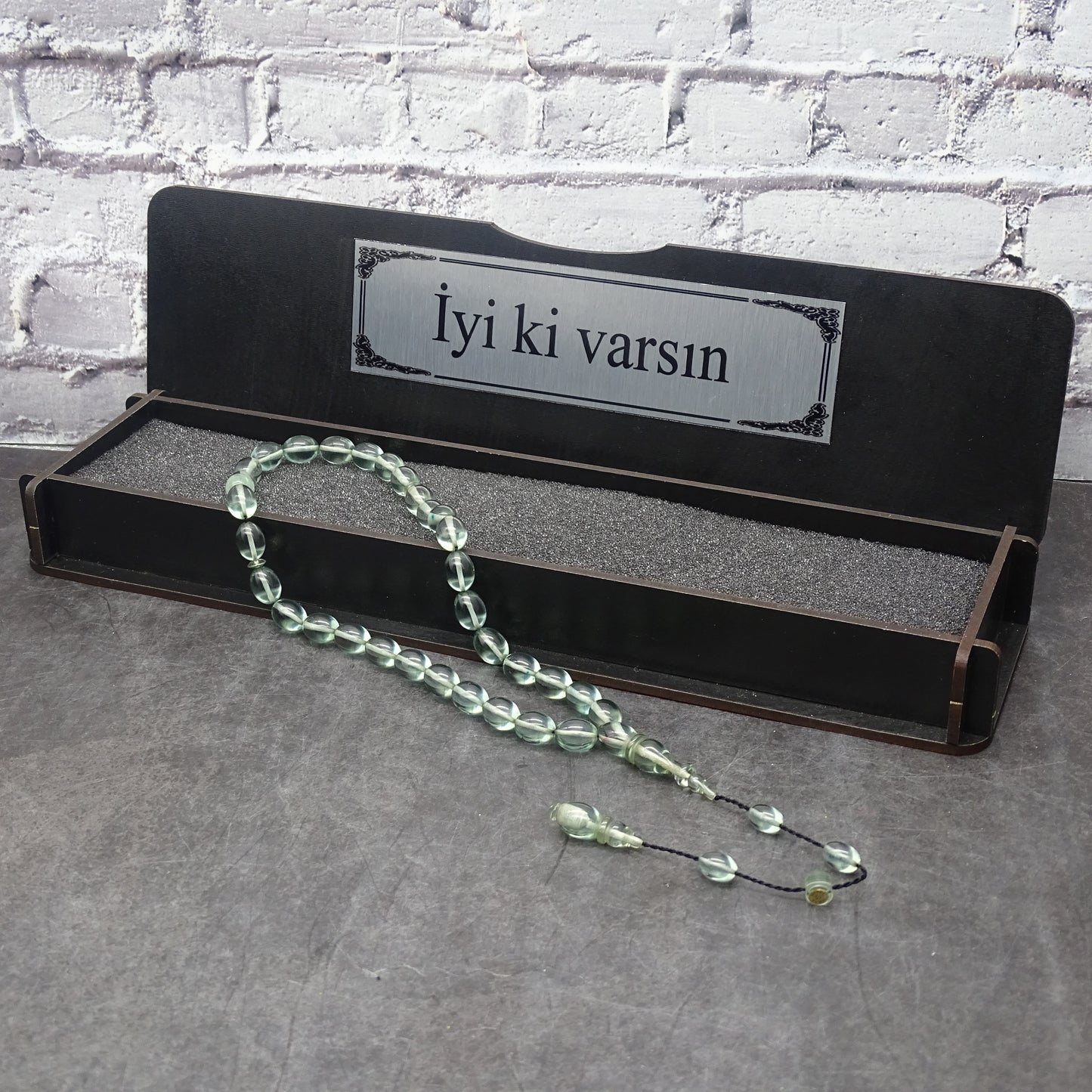 Kehribar Tesbih / Sikma Gebetskette Namen Gravur mit Box