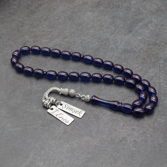 Kehribar Tesbih / Sikma Tesbih Kutulu İsim Yazılı