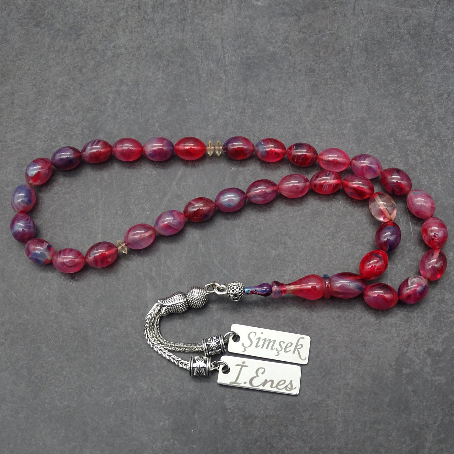 Kehribar Tesbih / Sikma Tesbih Kutulu İsim Yazılı