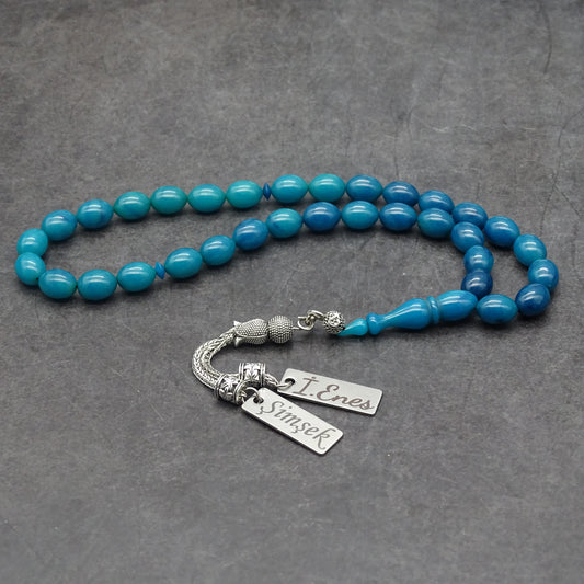 Kehribar Tesbih / Sikma Gebetskette Namen Gravur mit Box