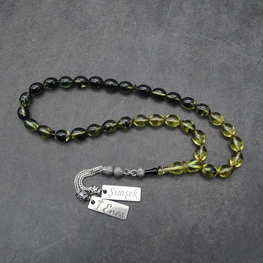 Kehribar Tesbih / Sikma Gebetskette Namen Gravur mit Box