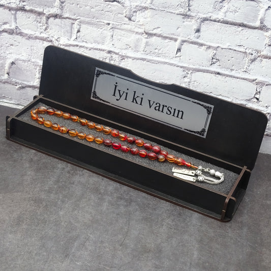 Kehribar Tesbih / Sikma Gebetskette Namen Gravur personalisiert