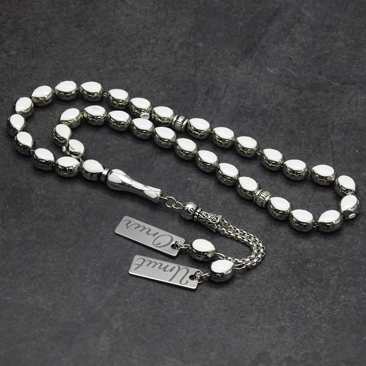 Personalisierte Gebetskette (Tesbih) – Zamak-Guss mit individueller Geschenkbox