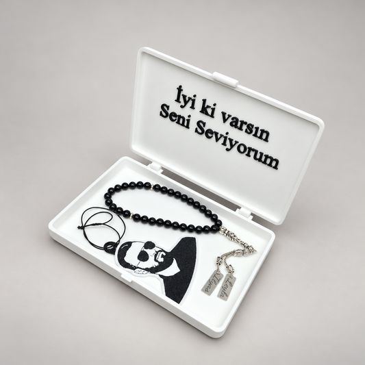 Persönliche Tesbih Geschenkset für Männer mit Gravur