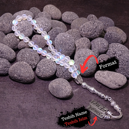 Namen Tesbih personalisiert aus Naturstein mit Box
