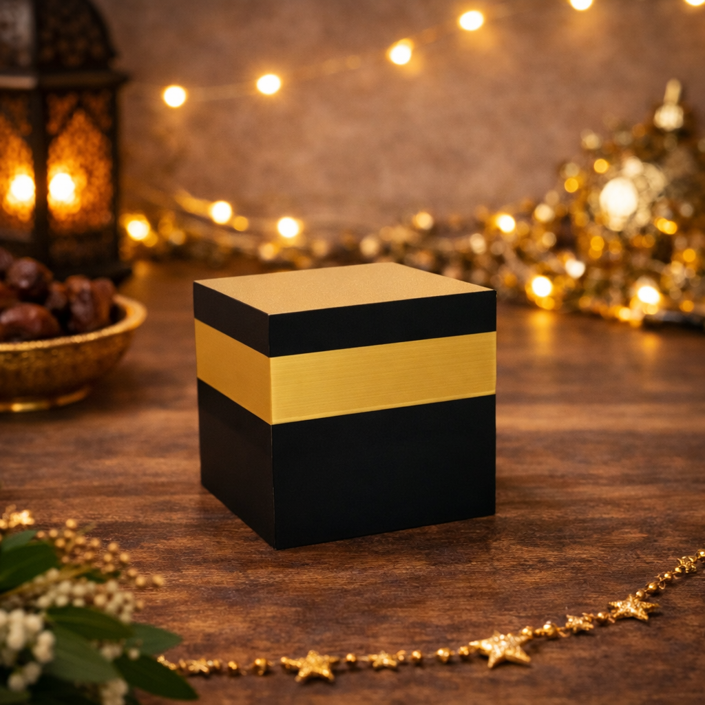 Ramadan Deko Set mit Halbmond schwarzem Tablett