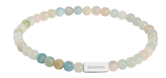 Naturstein Armband mit Namen Gravur Morganite