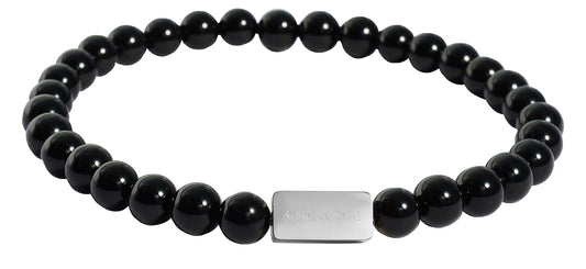 Naturstein Armband mit Namen Gravur onyx