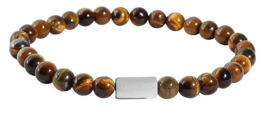 Naturstein Armband mit Namen Gravur Tiger Auge