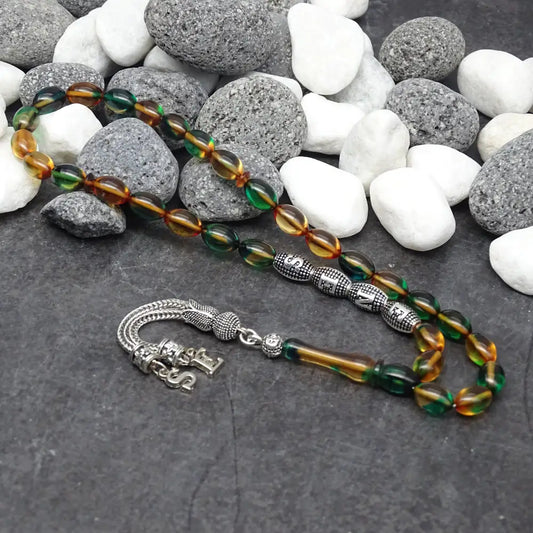 Kehribar Tesbih / Sikma Gebetskette Namen Gravur mit Box