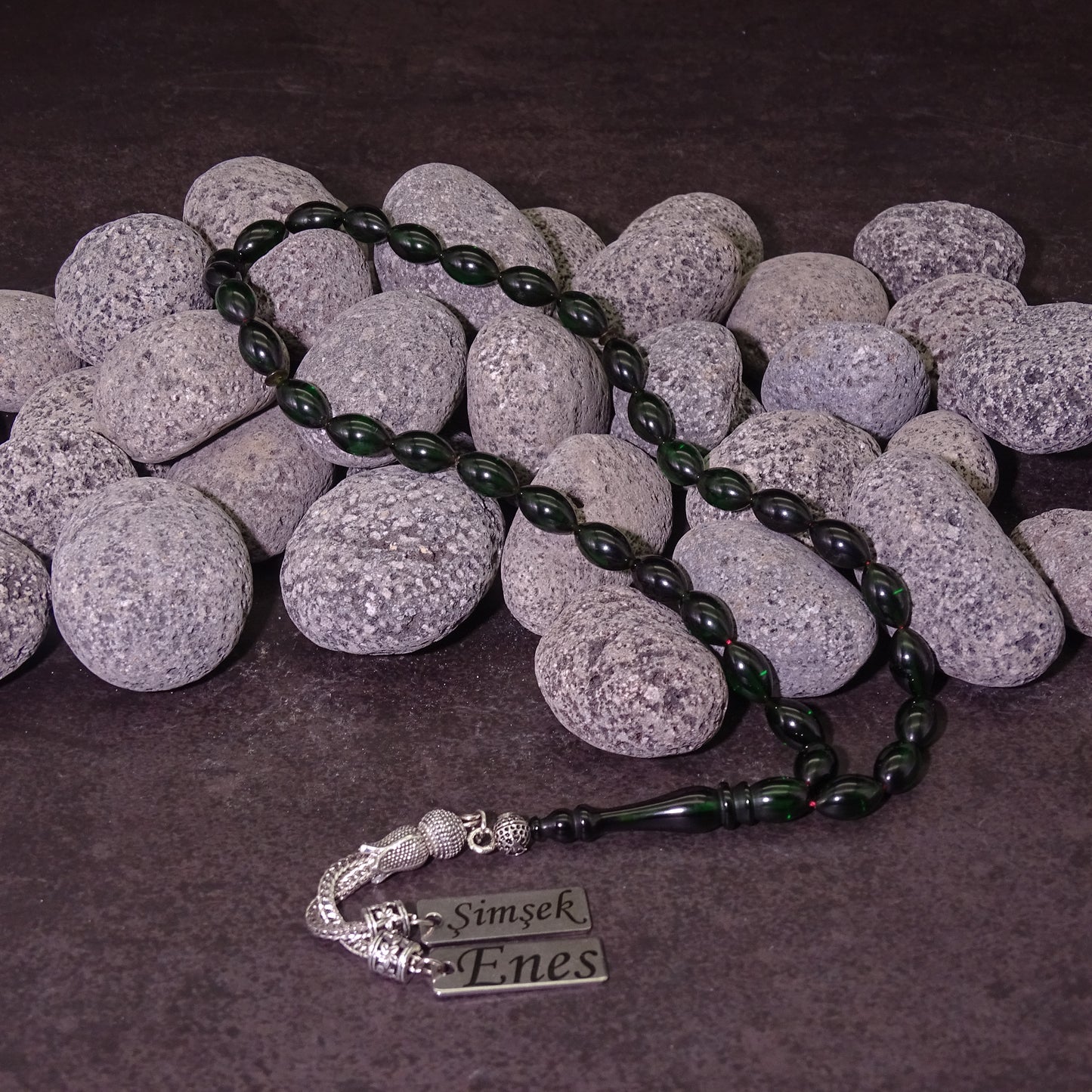 Kehribar Tesbih / Sikma Tesbih Kutulu İsim Yazılı