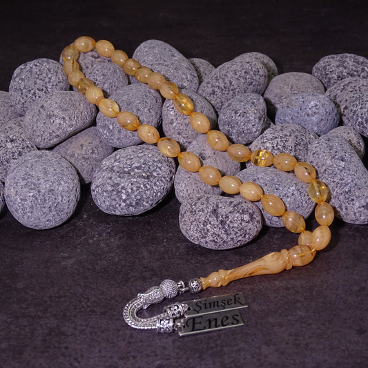 Kehribar Tesbih / Sikma Tesbih Kutulu İsim Yazılı