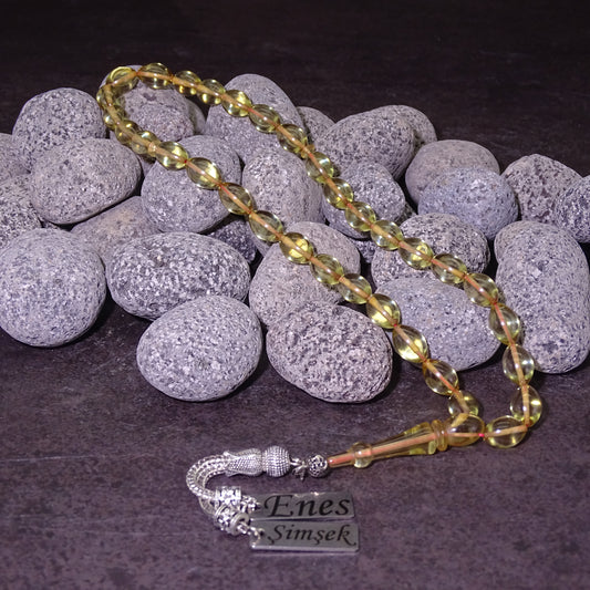 Kehribar Tesbih / Sikma Tesbih Kutulu İsim Yazılı