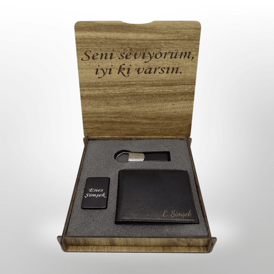 Geschenkset Für Männer Mit Geldbörse, Schlüsselanhänger