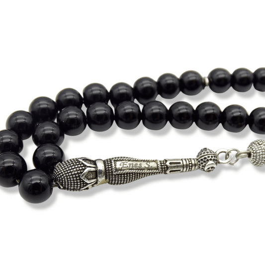 Tesbih / Gebetskette mit Namen Gravur aus Naturstein mit Box