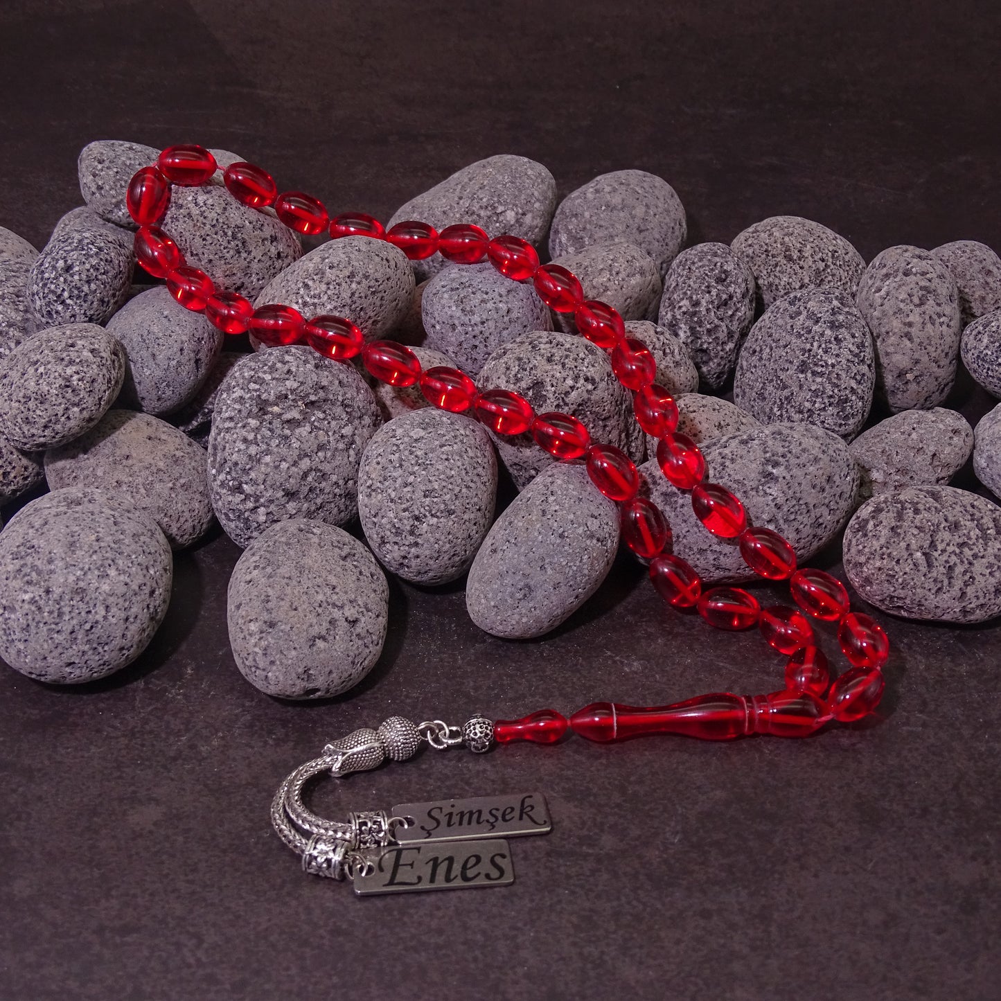 Kehribar Tesbih / Sikma Tesbih Kutulu İsim Yazılı