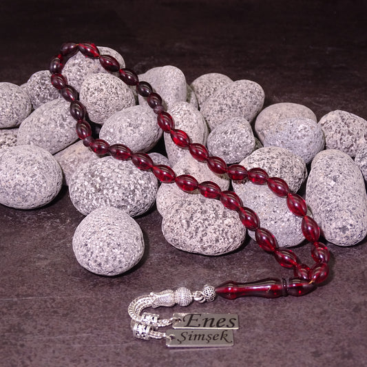 Kehribar Tesbih / Sikma Tesbih Kutulu İsim Yazılı