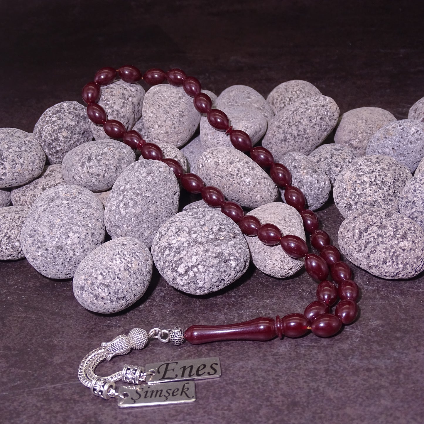 Kehribar Tesbih / Sikma Gebetskette Namen Gravur mit Box