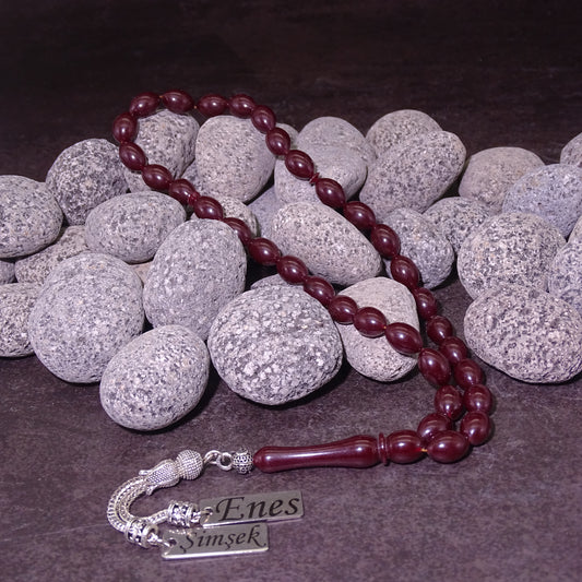 Kehribar Tesbih / Sikma Gebetskette Namen Gravur mit Box