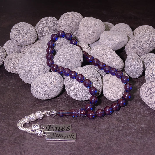 Kehribar Tesbih / Sikma Tesbih Kutulu İsim Yazılı