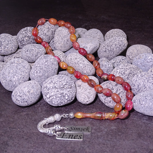 Kehribar Tesbih / Sikma Tesbih Kutulu İsim Yazılı