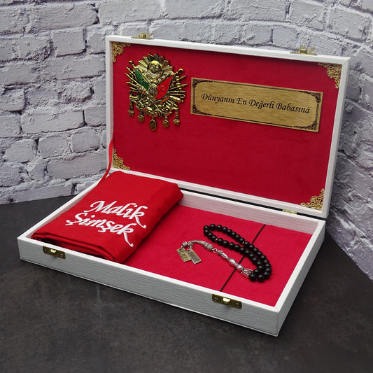 Gravur Tesbih Gebetskette mit Türkische Flagge Türk Bayrak gestrickt