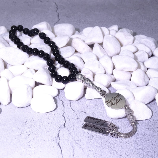 Tesbih / Gebetskette mit Namen Gravur aus Naturstein