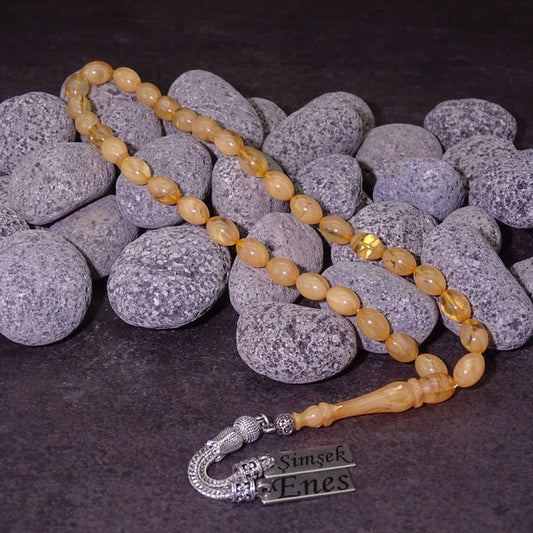 Kehribar Tesbih / Sikma Tesbih Kutulu İsim Yazılı