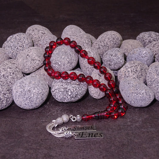 Kehribar Tesbih / Sikma Tesbih Kutulu İsim Yazılı