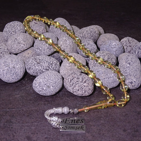 Kehribar Tesbih / Sikma Tesbih Kutulu İsim Yazılı