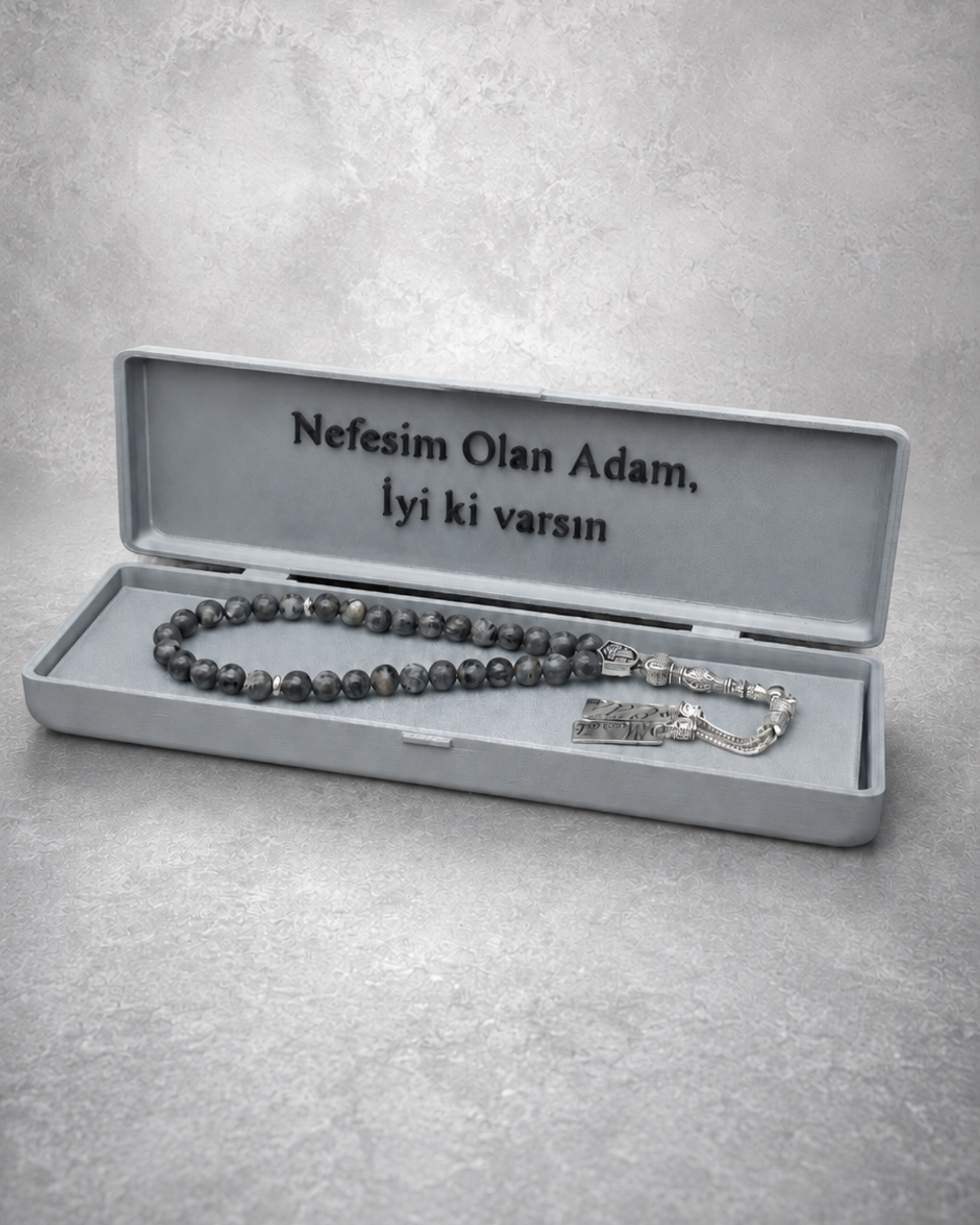 Namen Tesbih personalisiert aus Naturstein mit Box