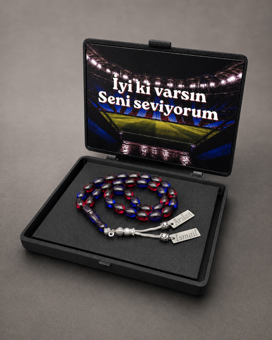 Kehribar Tesbih / Sikma Gebetskette Namen Gravur mit Box