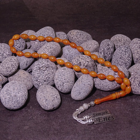 Kehribar Tesbih / Sikma Tesbih Kutulu İsim Yazılı