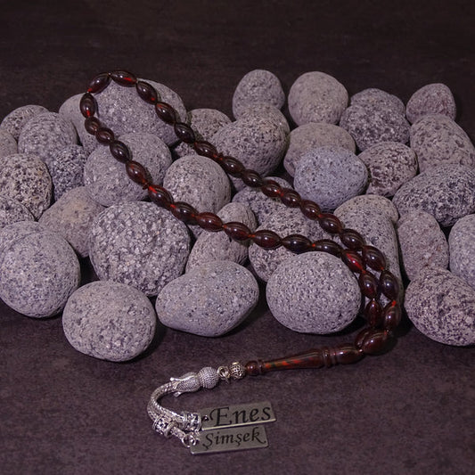 Kehribar Tesbih / Sikma Tesbih Kutulu İsim Yazılı