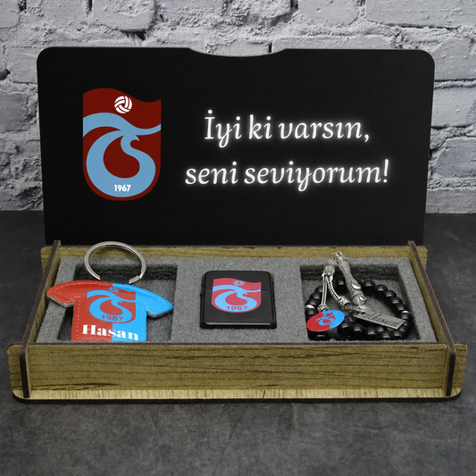 Personalisiertes Tesbih Geschenkset mit Wunschtext Trabzonspor