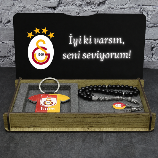 Personalisiertes Tesbih Geschenkset mit Wunschtext Galatasaray