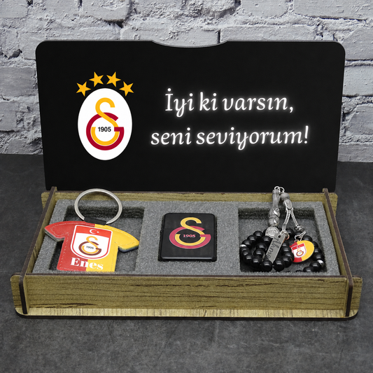 Personalisiertes Tesbih Geschenkset mit Wunschtext Galatasaray
