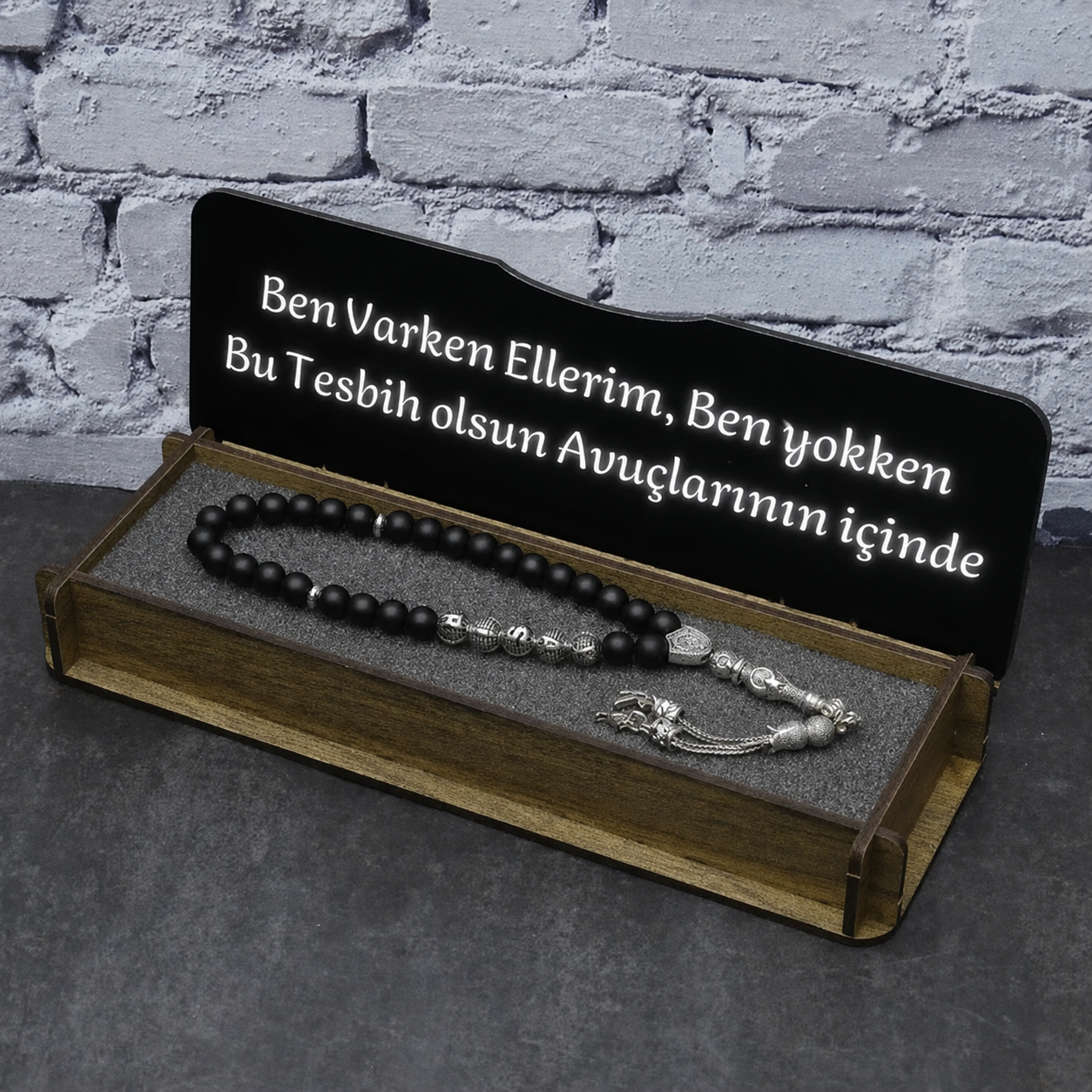 Namen Tesbih personalisiert aus Naturstein mit Box