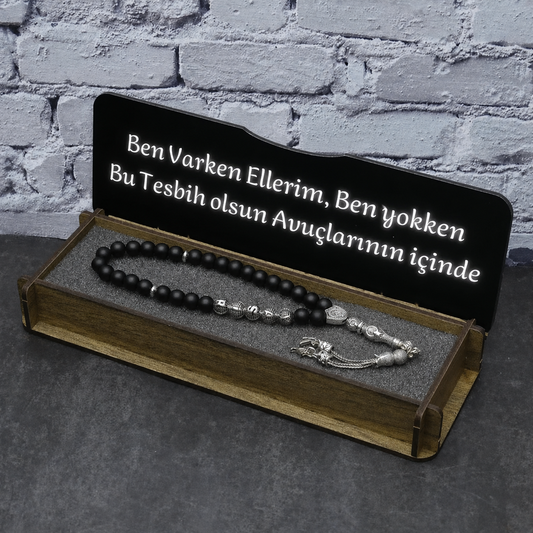 Namen Tesbih personalisiert aus Naturstein mit Box