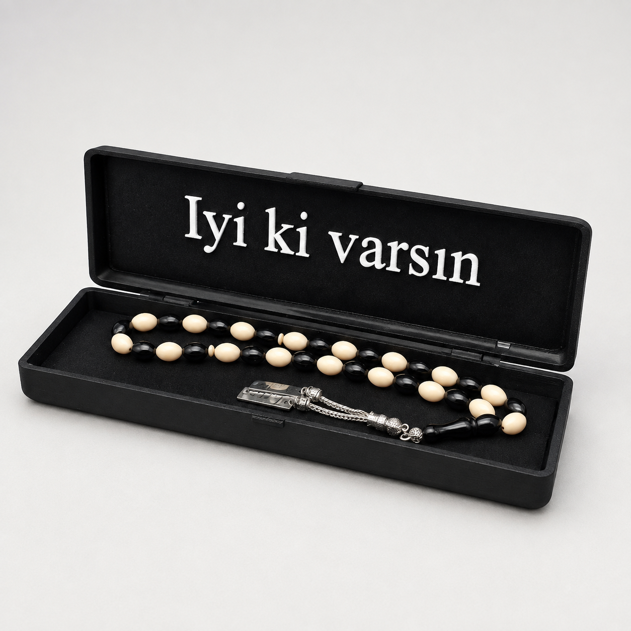 Kehribar Tesbih / Sikma Gebetskette Namen Gravur mit Box