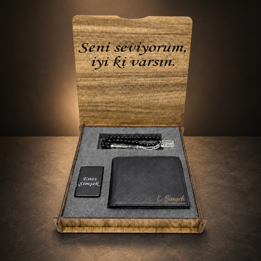 Tesbih Geschenkset Für Männer Mit Geldbörse, Schlüsselanhänger