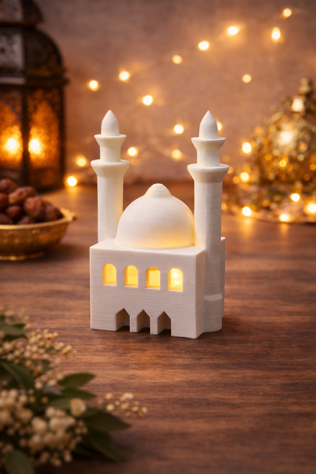 Ramadan Deko Set mit Halbmond schwarzem Tablett