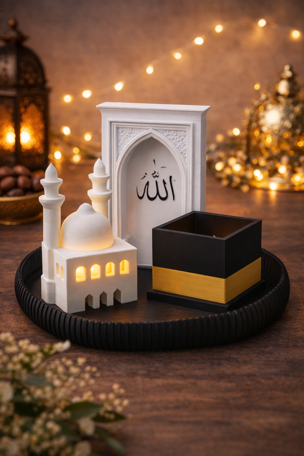 Deko Set mit schwarzem Tablett